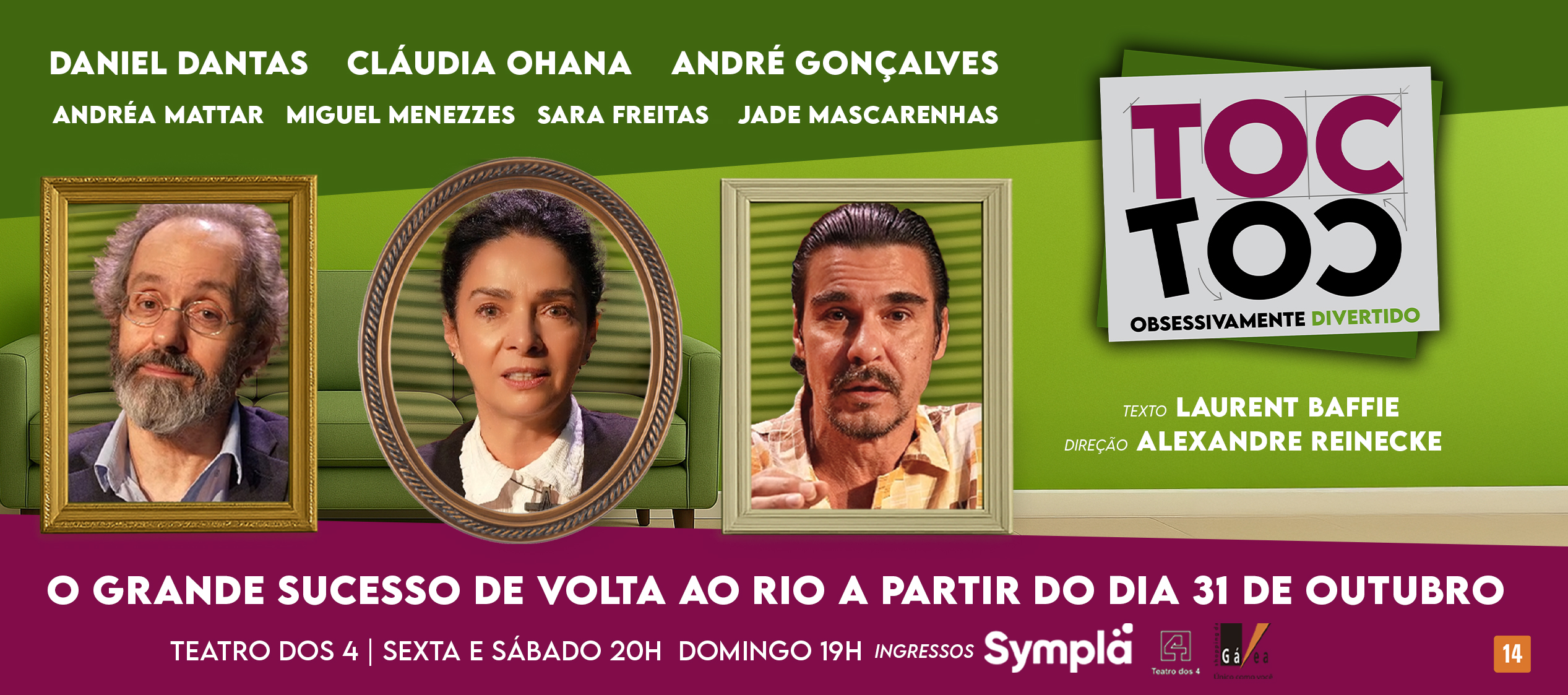 TOC TOC estreia nova temporada no Rio, a partir do dia 31 de outubro